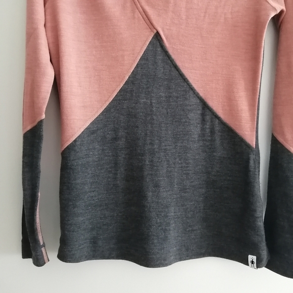 Smartwool Merino 250 Crossover Neck Sweater Pink Gray 100% Merino Wool Medium - Picture 7 of 16